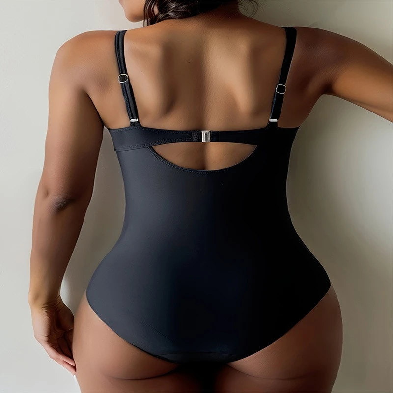 New Arrival Solid Color Drawstring Slimming Women's One-Piece Swimsuit For Beach Resort Swimming